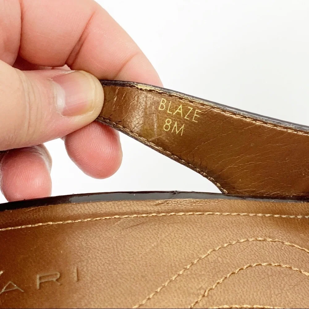 TAHARI Blaze Brown Peep Toe Block Heel Shoes Sandal Pumps Women's Size 8M - Picture 6 of 8